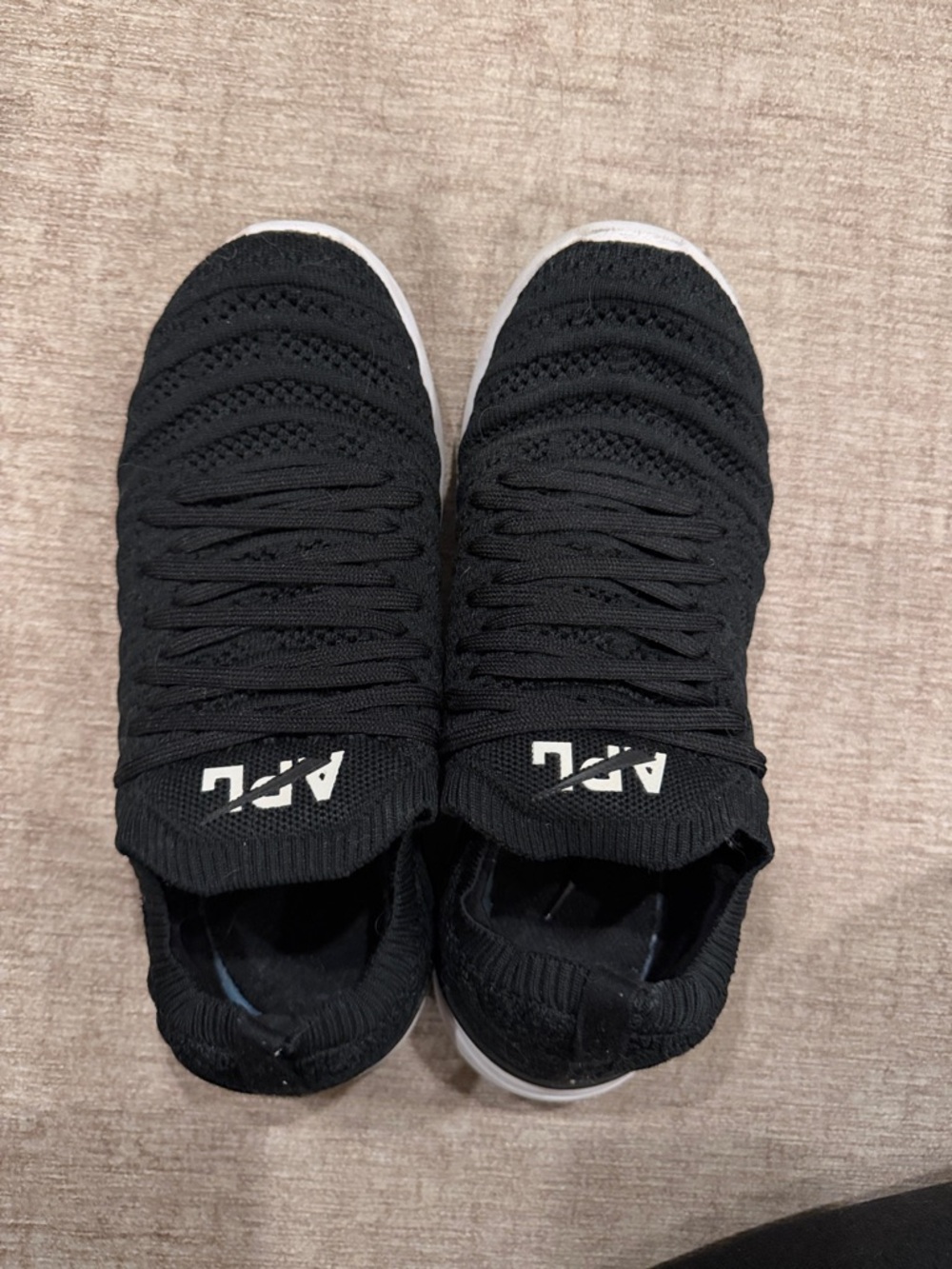 APL Black Knit Slip-On Athletic Sneakers with White Soles